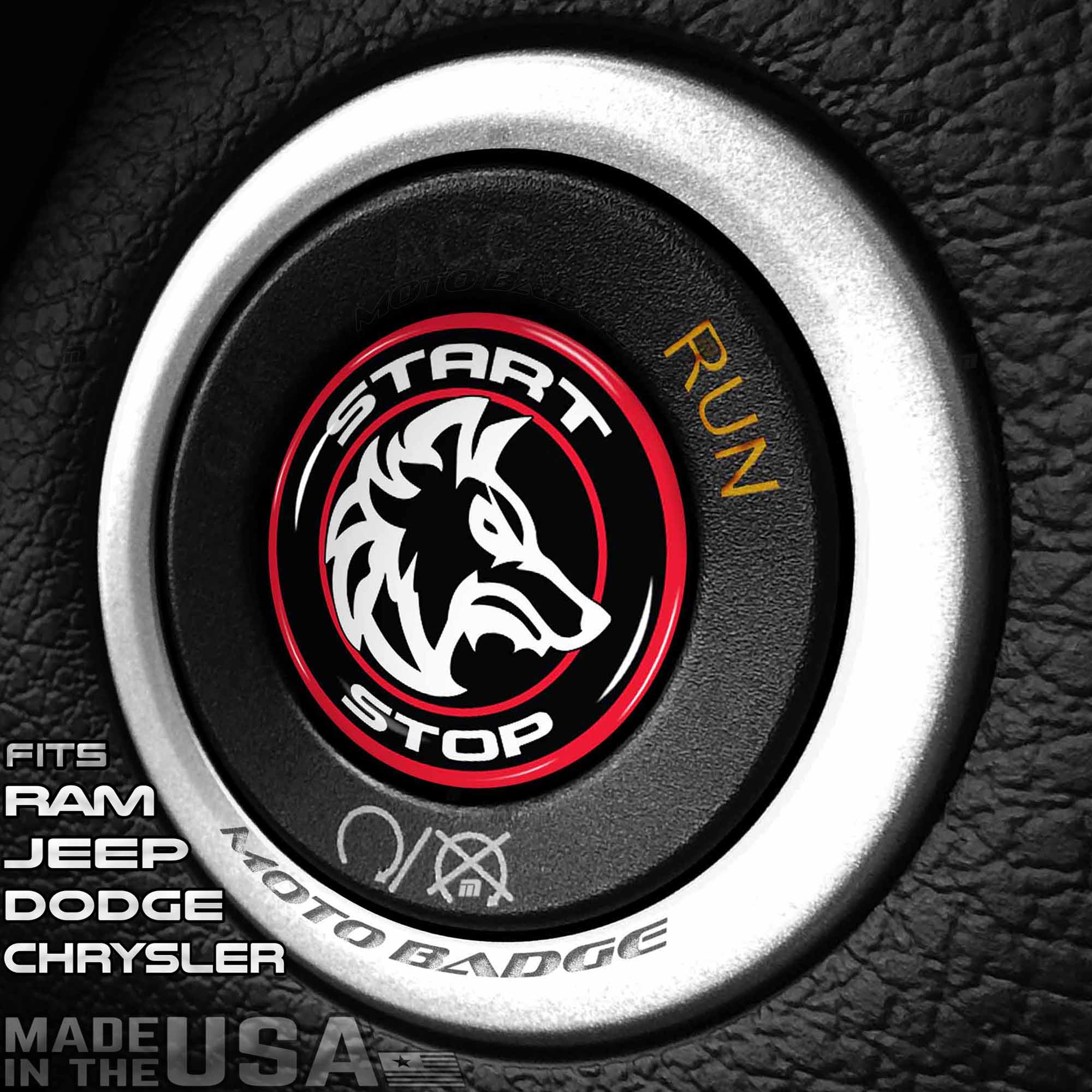 WOLF Start Button cover for Jeep Hellcat RAM Charger Dodge Challenger  Ignition Howling