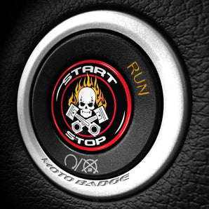 Piston Skull & Bones - Fits Dodge Challenger & Charger - Start Button Cover for Hellcat, SXT, Scat Pack, Redeye, Demon & More