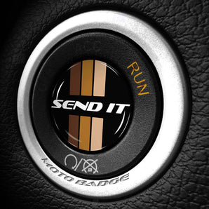 SEND IT Retro Stripe - Fits Dodge Challenger & Charger - Start Button Cover for Hellcat, SXT, Scat Pack, Redeye, Demon & More