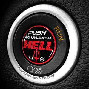 Push To Unleash HELL - Fits Dodge Challenger & Charger - Start Button Cover for Hellcat, SXT, Scat Pack, Redeye, Demon & More