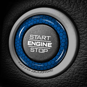Ignition Trim Ring - Fits Dodge Journey Honeycomb Start Button Trim Blue