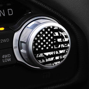 Shift Knob Cover for Dodge Durango Rotary Transmission Shifter Dial - White Camo US Flag