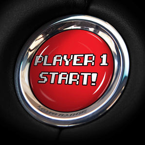 Player 1 START - Mitsubishi Start Button Overlay Fits Mitsubishi Mirage G4, Eclipse Cross - 8 Bit Gamer Style