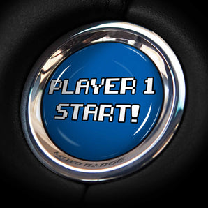 Player 1 START - Mitsubishi Start Button Overlay Fits Mitsubishi Mirage G4, Eclipse Cross - 8 Bit Gamer Style