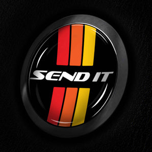 SEND IT Retro Stripes - fits Ford Fusion Focus Taurus Fiesta ST RS & More - Start Button Cover