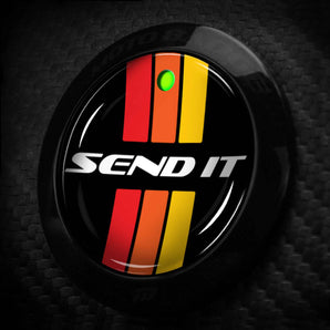 SEND IT Retro Stripes - Fits Ford F Series Trucks - Push Start Button Cover for F150 F250 Super Duty and More