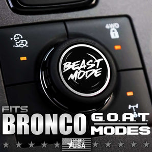 Custom Cover for GOAT MODE Ford Bronco Knob Twist Dial - Beast Mode - White - Moto Badge