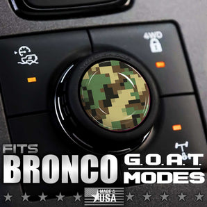 Custom Cover for GOAT MODE Ford Bronco Knob Twist Dial - Camoflauge - Moto Badge