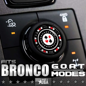 Custom Cover for GOAT MODE Ford Bronco Knob Twist Dial - Poker Chip - Moto Badge