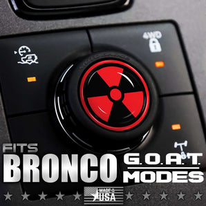 Custom Cover for GOAT MODE Ford Bronco Knob Twist Dial - Radioactive Symbol - Moto Badge