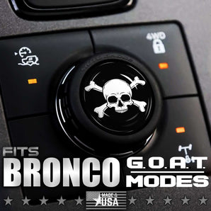 Custom Cover for GOAT MODE Fits Ford Bronco Knob Twist Dial - Skull and Crossbones - Moto Badge
