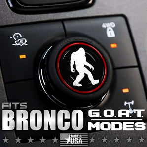 Custom Cover for GOAT MODE Fits Ford Bronco Knob Twist Dial - Sasquatch Bigfoot - Moto Badge