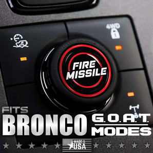 Custom Cover for GOAT MODE Fits Ford Bronco Knob Twist Dial - Fire Missile Button - Moto Badge