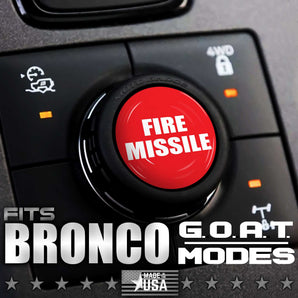 Custom Cover for GOAT MODE Fits Ford Bronco Knob Twist Dial - Fire Missile Button - Moto Badge