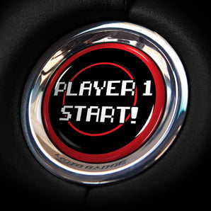Player One START - Corvette C8 Start Button Overlay - Fits 2020-2024 Stingray, E-Ray, ZR1, Z06 - 8 Bit Gamer Style