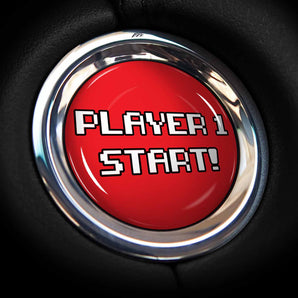 Player 1 START - FIAT 124 Spider Start Button Overlay Cover for Classica, Lusso, Urbana, Abarth - 8 Bit Gamer Style