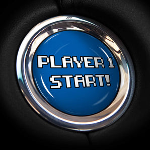 Player 1 START - FIAT 124 Spider Start Button Overlay Cover for Classica, Lusso, Urbana, Abarth - 8 Bit Gamer Style