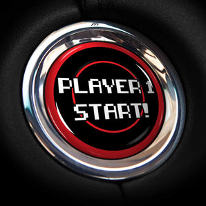 Player One START - FIAT 124 Spider Start Button Overlay Cover for Classica, Lusso, Urbana, Abarth- 8 Bit Gamer Style