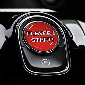 Player 1 START - Mercedes-Benz Start Button Overlay - 8 Bit Gamer Style for GLA, GLC, GLB, CLA, A35 Sprinter & More