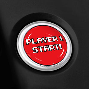 Player 1 START - Nissan Start Button Overlay fits 2019-2024 Sentra Altima Kicks Rogue Versa, 13-2021 Pathfinder and More - 8 Bit Gamer Style