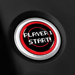 Player One START - Nissan Start Button Overlay fits 2019-2024 Sentra Altima Kicks Rogue Versa, 13-2021 Pathfinder and More - 8 Bit Gamer Style
