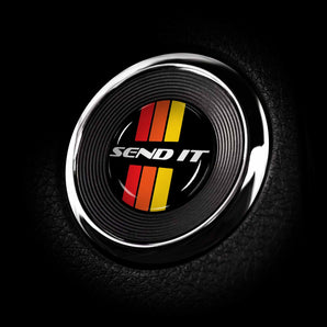 SEND IT Retro Stripes Nissan Rogue Start Button Overlay Cover 2014-2022 Rogue Hybrid, Sport, SV SL & More